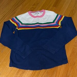 Mini Boden girls Long Sleeve Shirt with Navy and Multicolor Stripes